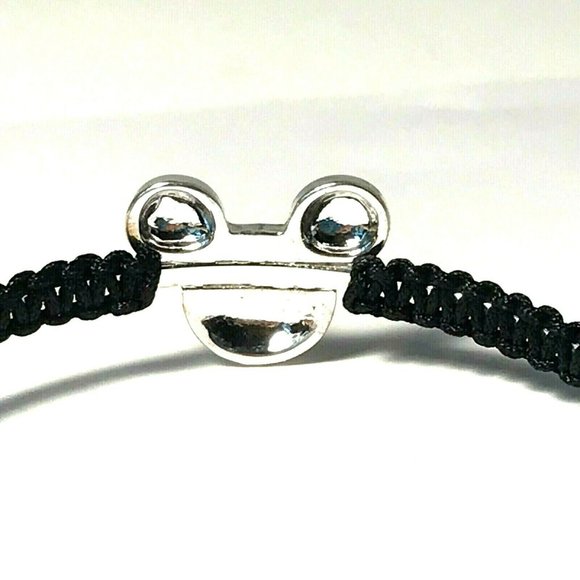 Disney Parks Mickey Mouse Icon Bracelet Rope Cuff Bangle Silver Black Disneyana - Picture 5 of 12